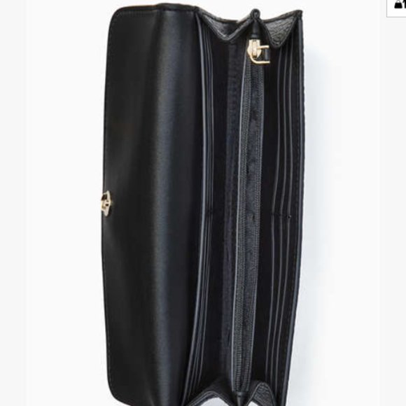 Kate Spade New York Marti Large Pebbled Leather Slim Flap  Kate Spade Marti Black Pebbled Leather Flap Wallet NWT